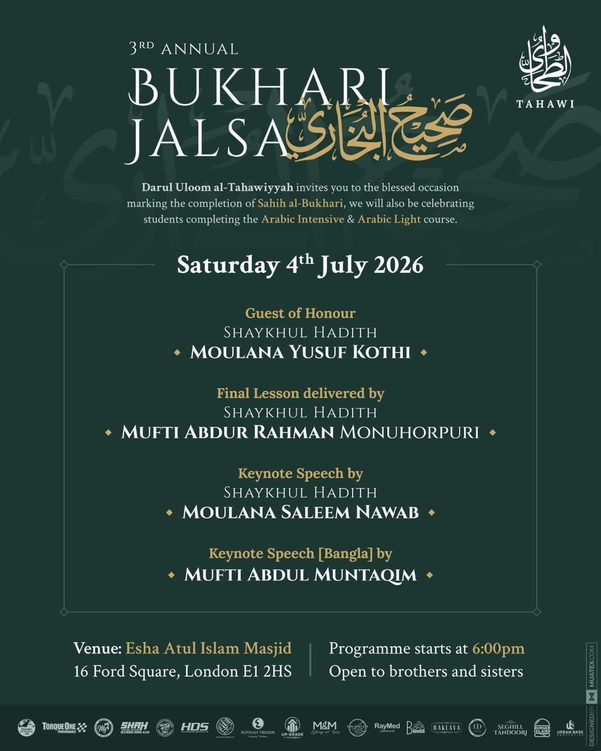 3rd Annual Bukhari Jalsa flyer